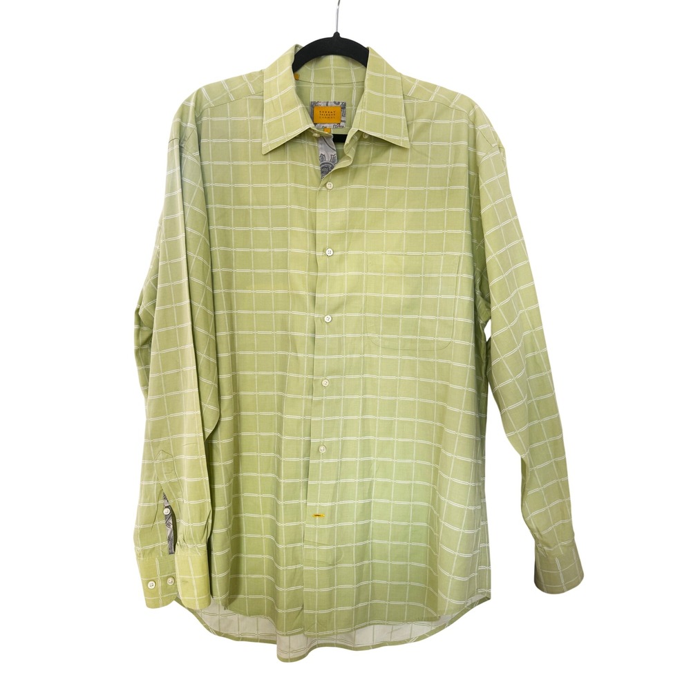 Robert Talbott‎ "Paris" Mens Long Sleeve Button Down Shirt Green Plaid Size XL